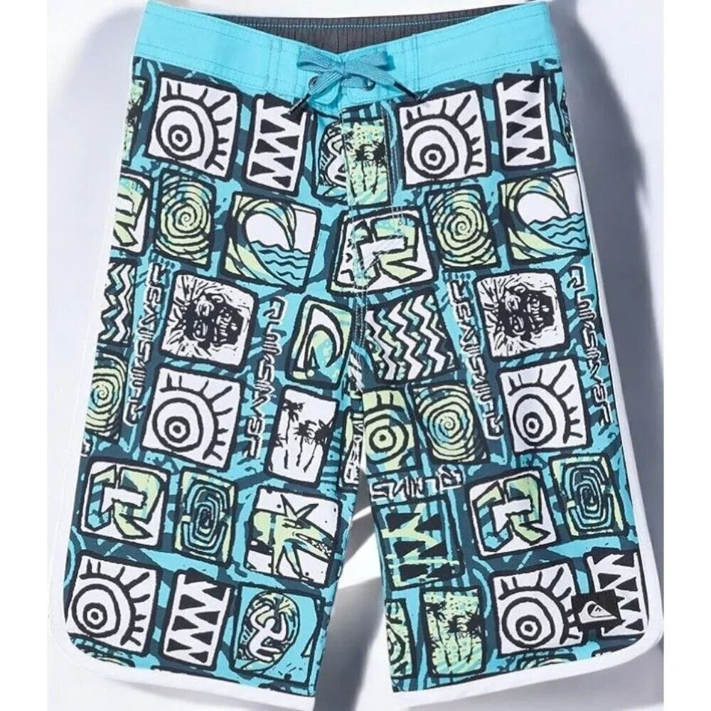 Quiksilver Boys Youth Everyday Scallop 17 Boardshorts Big Kids Blue NEW 30/16 XL